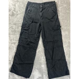 Black Women's Wide-Leg Cargo Pants - American Eagle